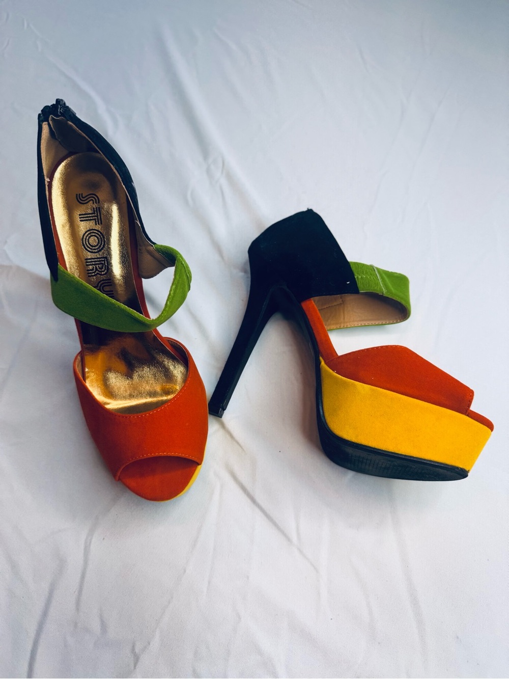 AWESOME Story Capri Platform Stiletto 5.5" High Heels Peep Toe 8.5